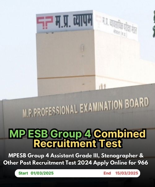 MPESB Group 4 Assistant Grade III, Stenographer & Other Post Recruitment 2025 Apply Online